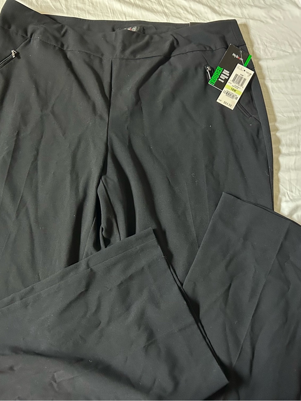 Style & Co. Women’s Black Dress Trousers with Diagonal Front Zipper Pockets